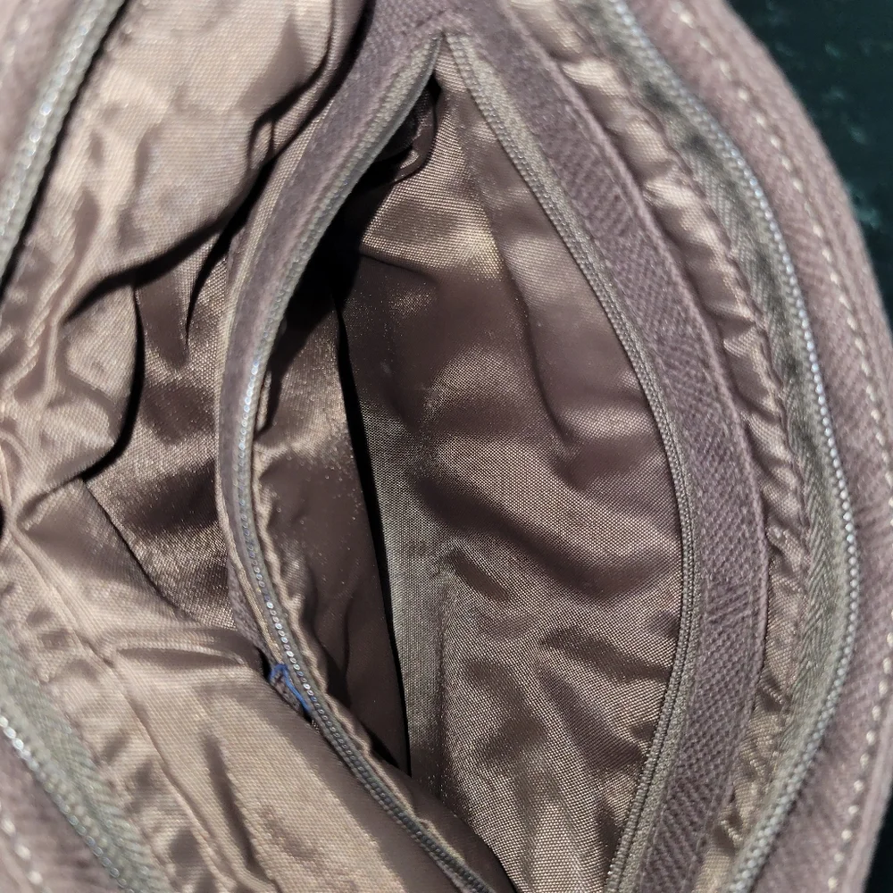Thirty One Brown Canvas Messenger Crossbody Bag